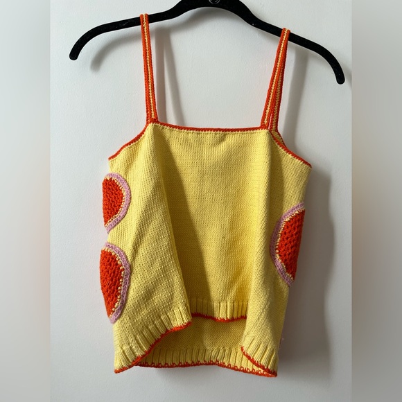Lingua Franca Yellow Crochet Flower Tank - Size XS - Picture 2 of 4
